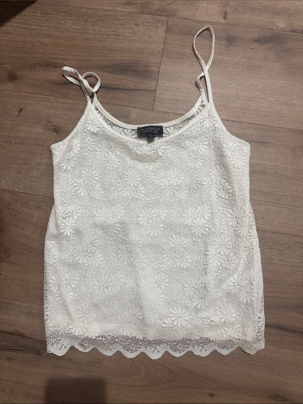 Topshop White Floral Lace Camisole with Scalloped Hem